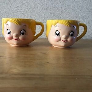 Vintage 1970s (2) Campbells Soup Dolly Dingle Kids Plastic Mugs Cups 4 oz Retro